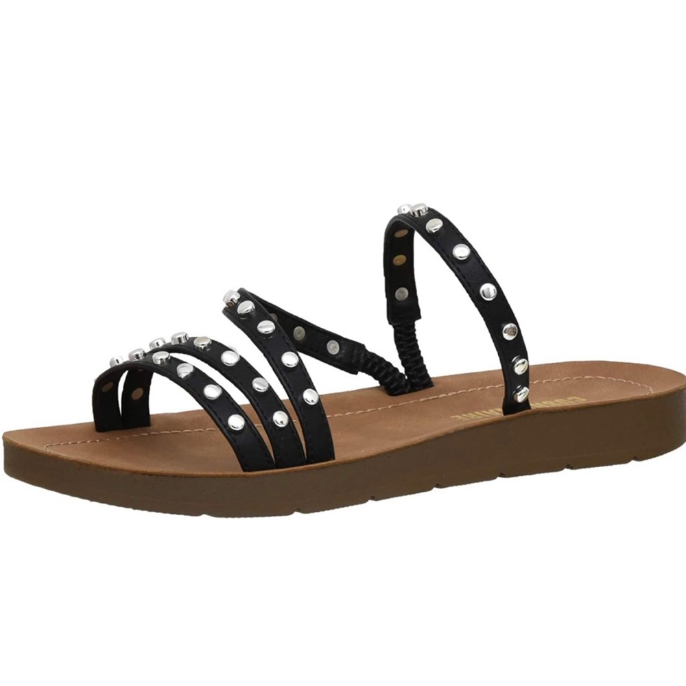 Dunes Black Studded Sandals, Size 6 1/2